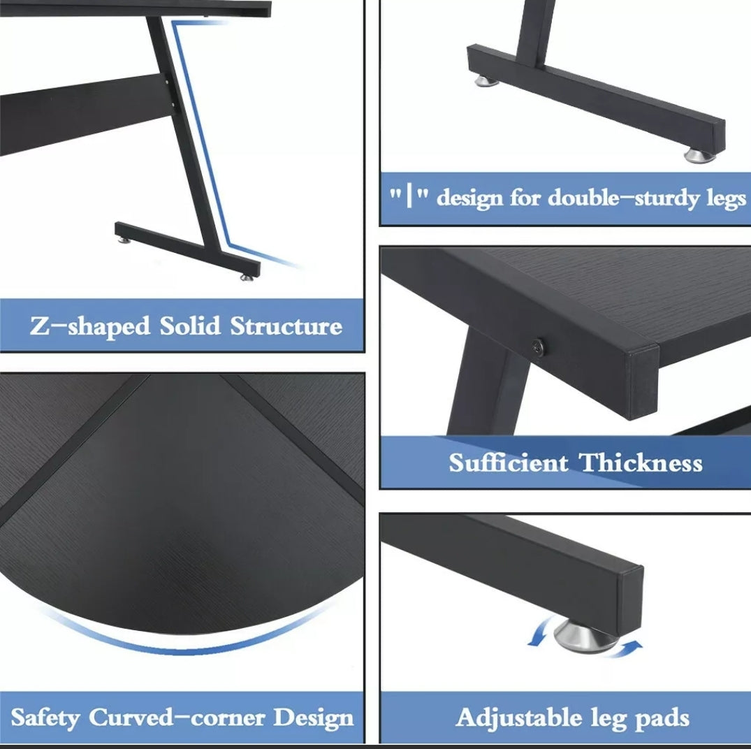 L Shaped Desk Corner Computer Gaming Laptop Table Workstation Home Office