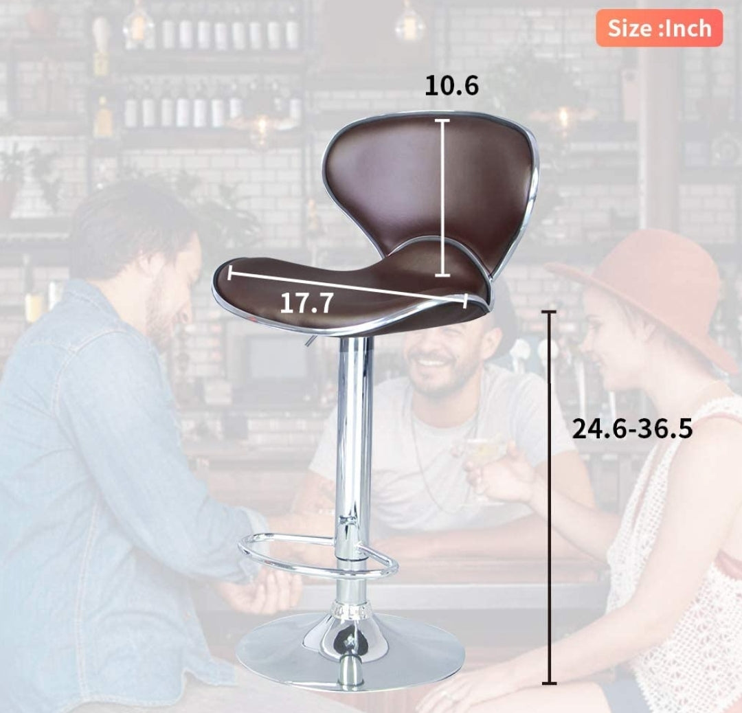 Modern Brown Saddle Back Swivel Barstool (Set of 2)