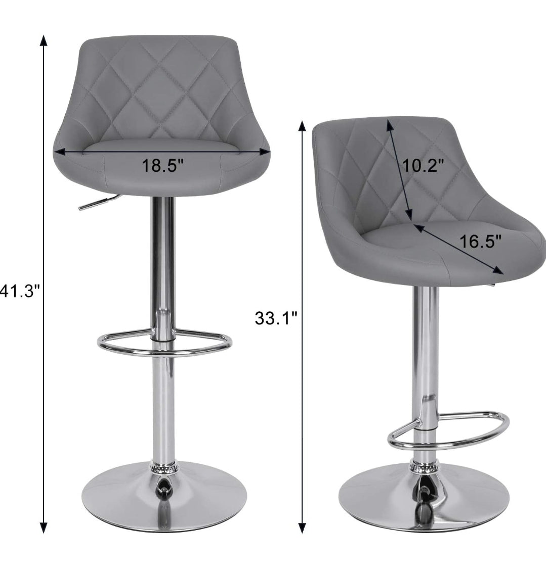 Gray Diamond Pattern Set Of 2 Barstools