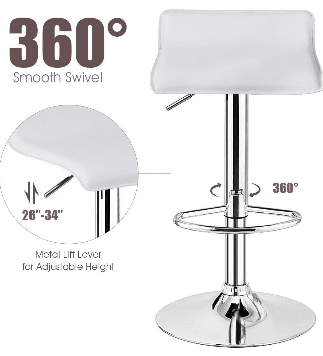 White Modern Backless Barstools Set Of 2