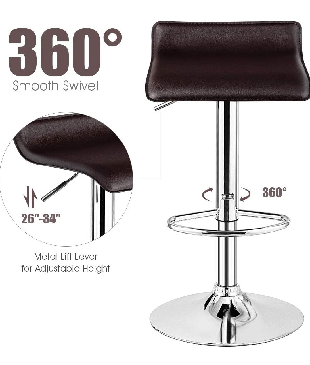 Brown Modern Backless Barstools Set Of 2