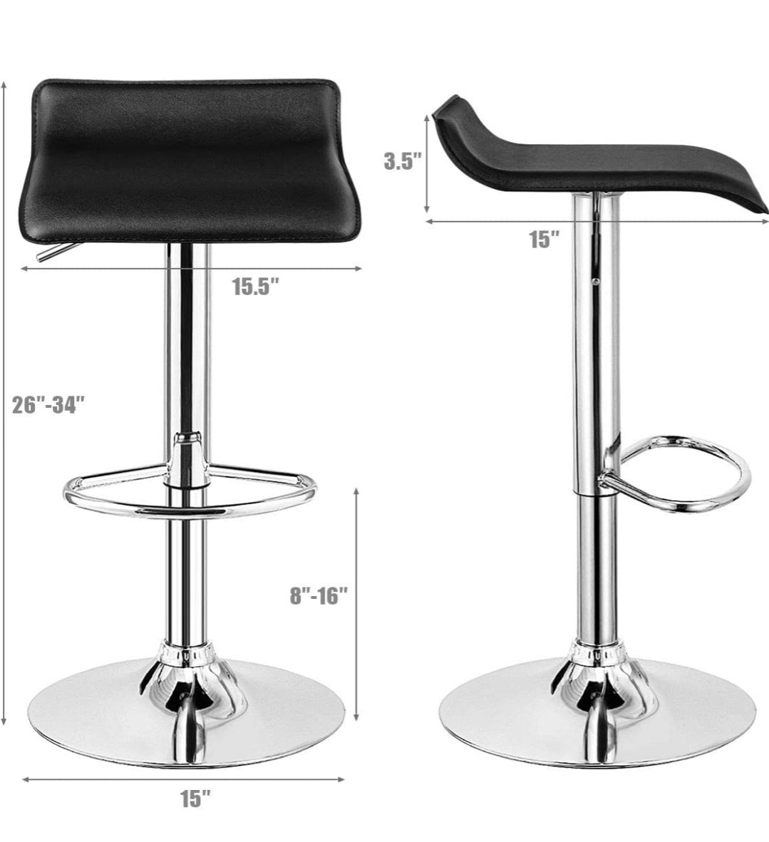 Red Modern Backless Barstools Set Of 2