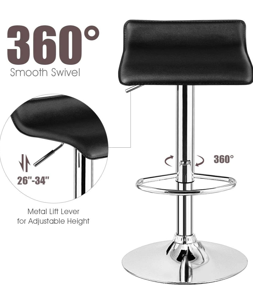 Red Modern Backless Barstools Set Of 2