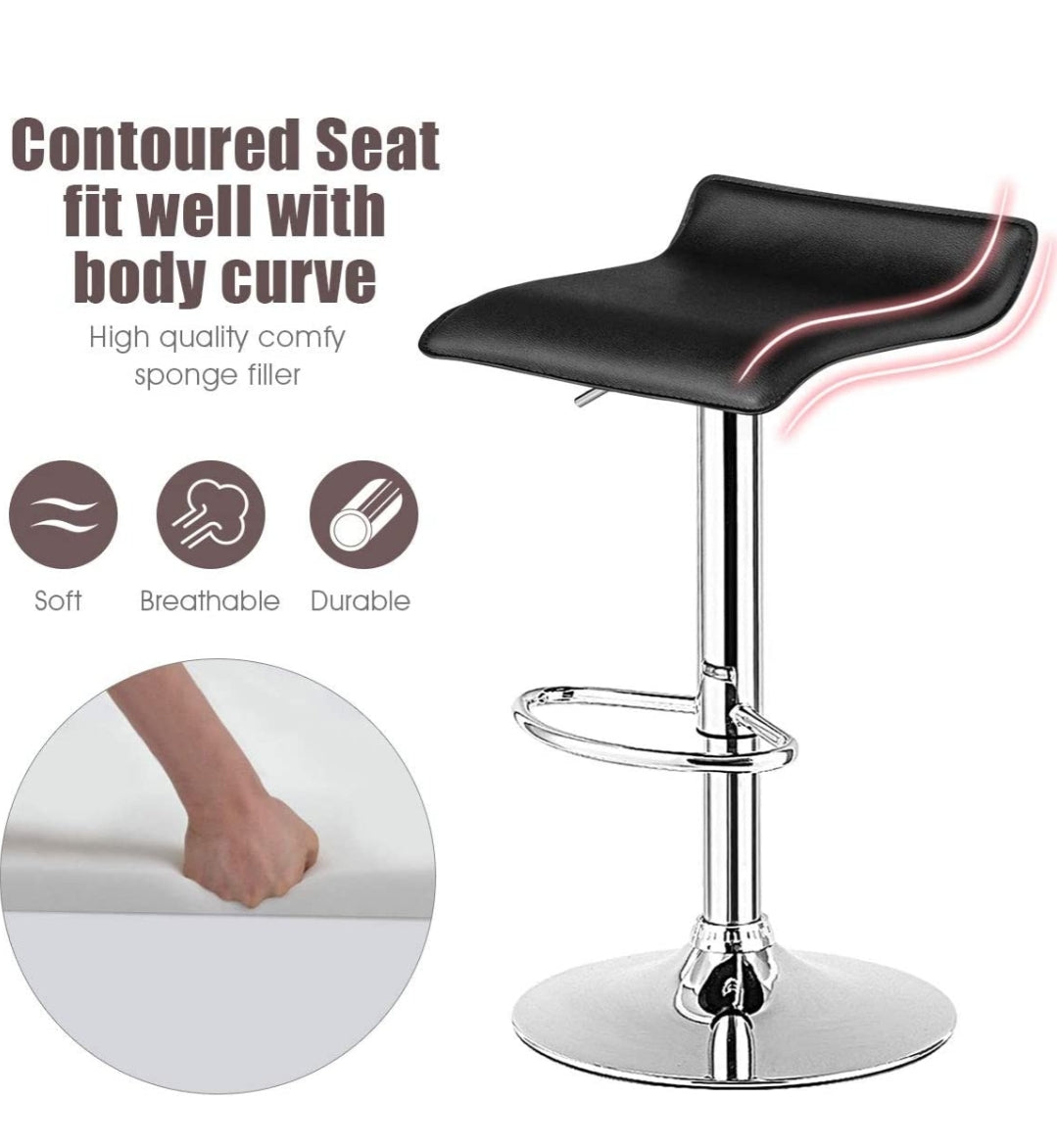 Black Modern Backless Barstools Set Of 2