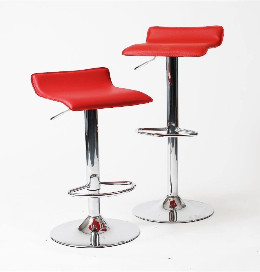 Red Modern Backless Barstools Set Of 2