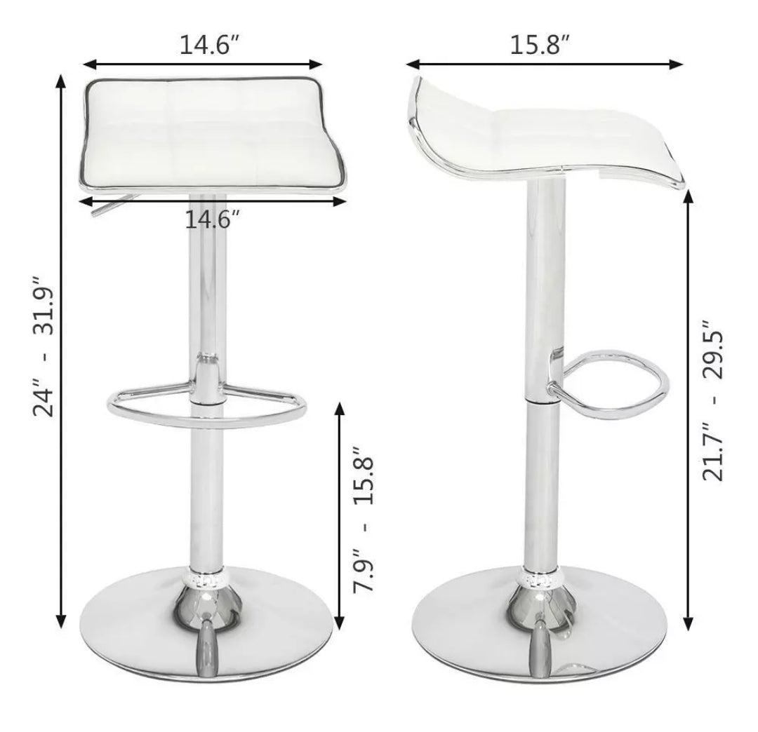 Modern White Chrome Backless Barstools Set Of 2