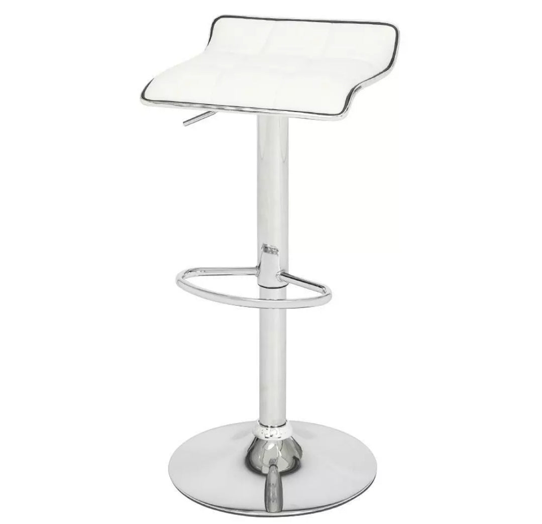 Modern White Chrome Backless Barstools Set Of 2