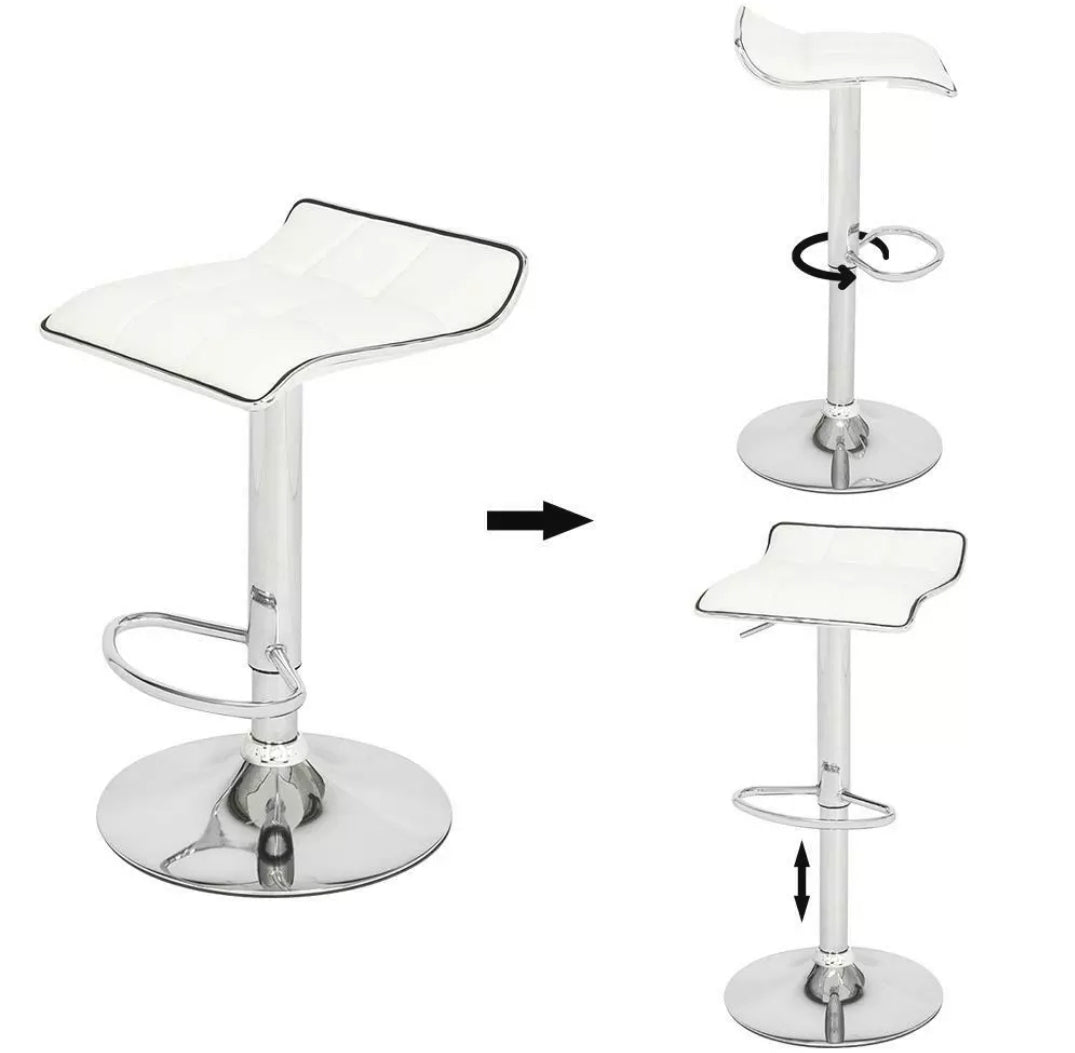 Modern White Chrome Backless Barstools Set Of 2