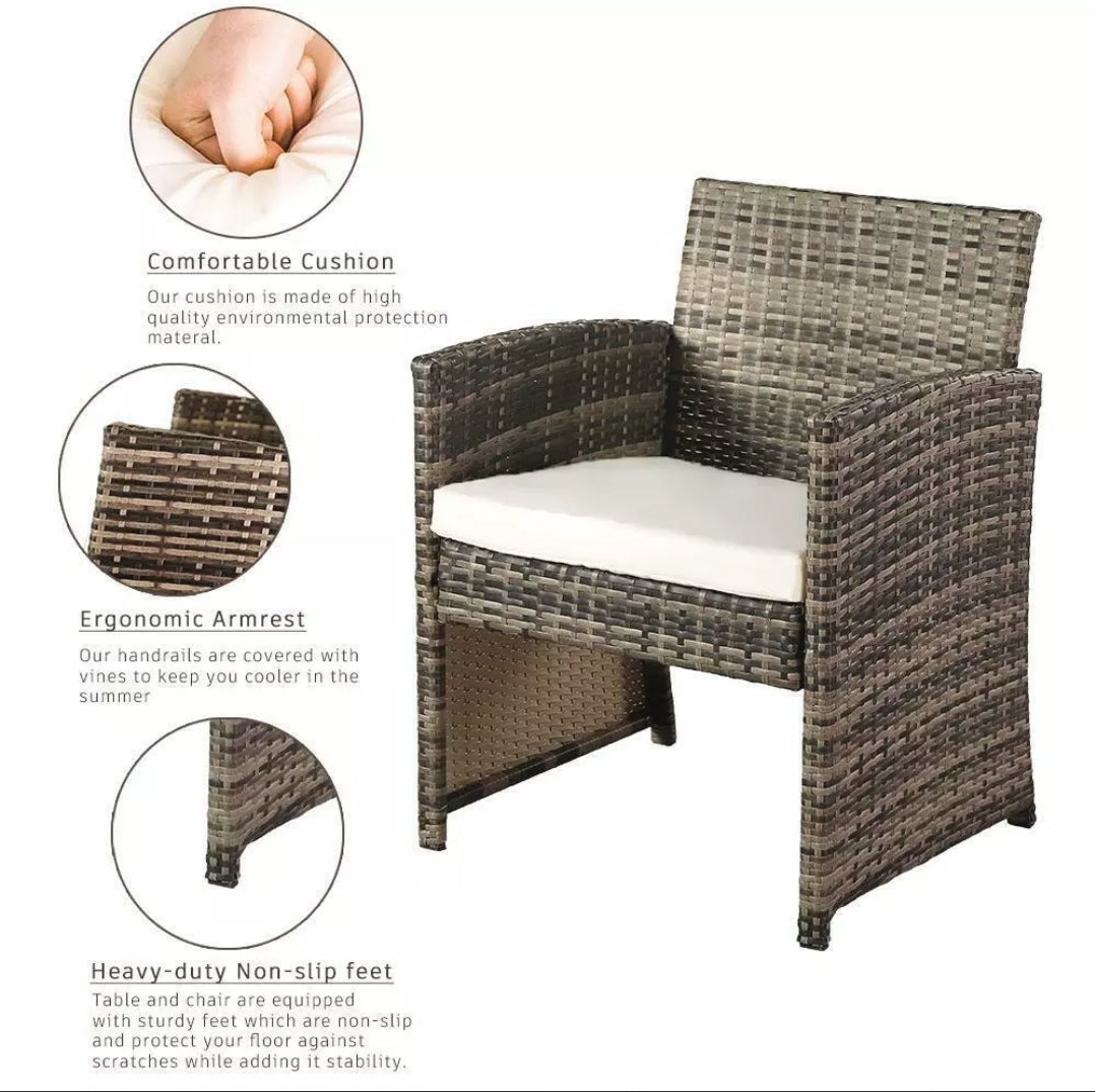 4PCS Brown Mix Wicker Rattan Sofa Furniture Set Patio Garden Lawn Sofa Cushioned Seat