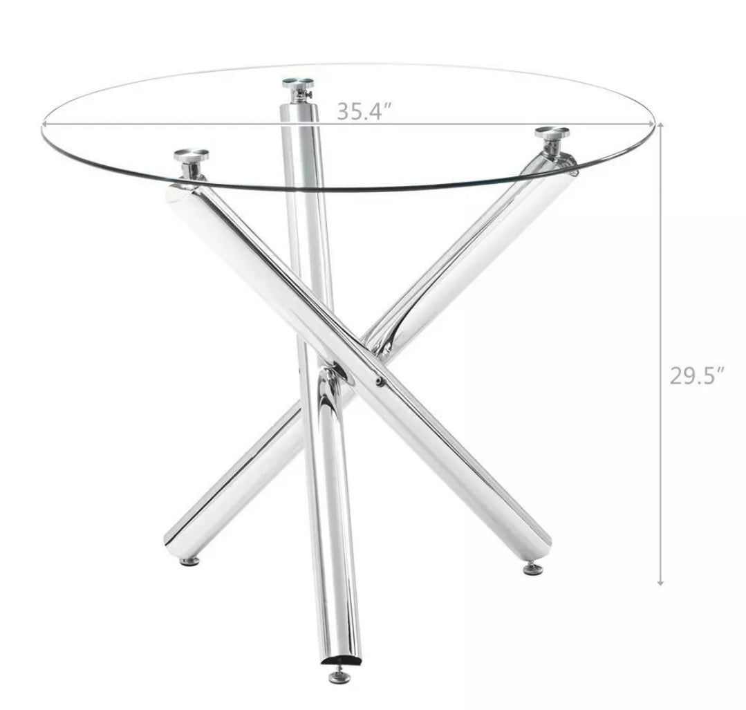 5 Piece Dining Table Set 4 Chairs &Single Chair Table Glass Metal Kitchen Room