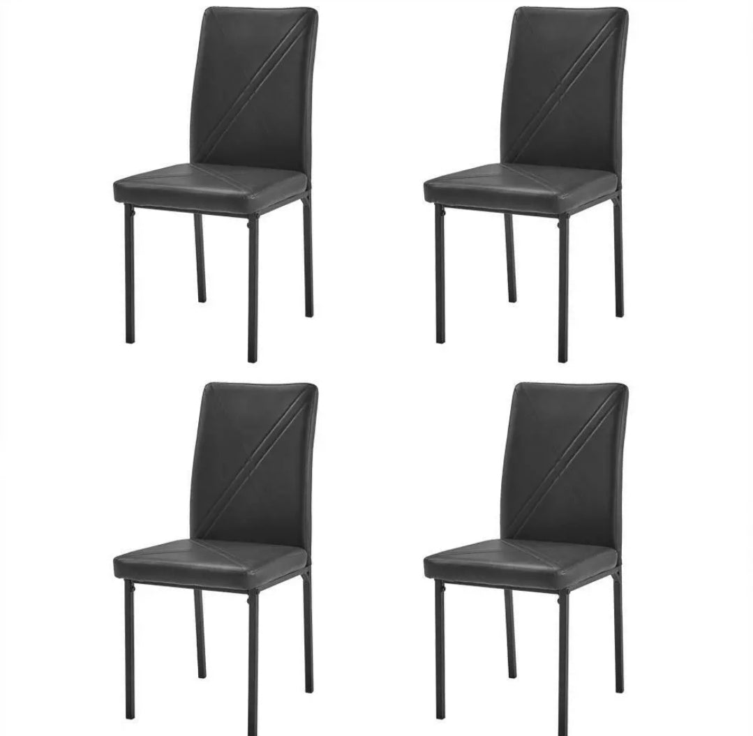 5 Piece Dining Table Set 4 Chairs &Single Chair Table Glass Metal Kitchen Room