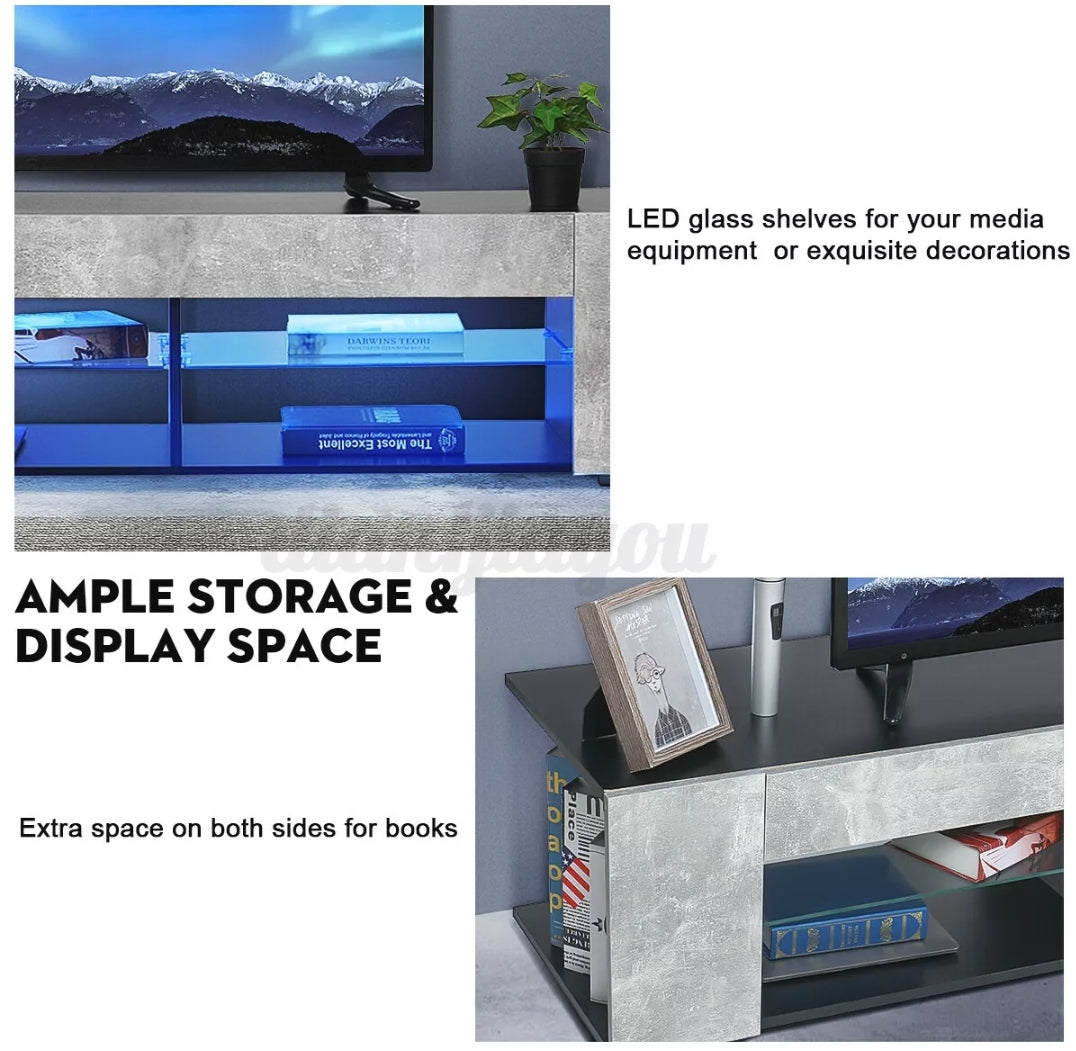 57'' TV Stand Cabinet Unit w/ LED Shelves Entertainment Center for 65" TV