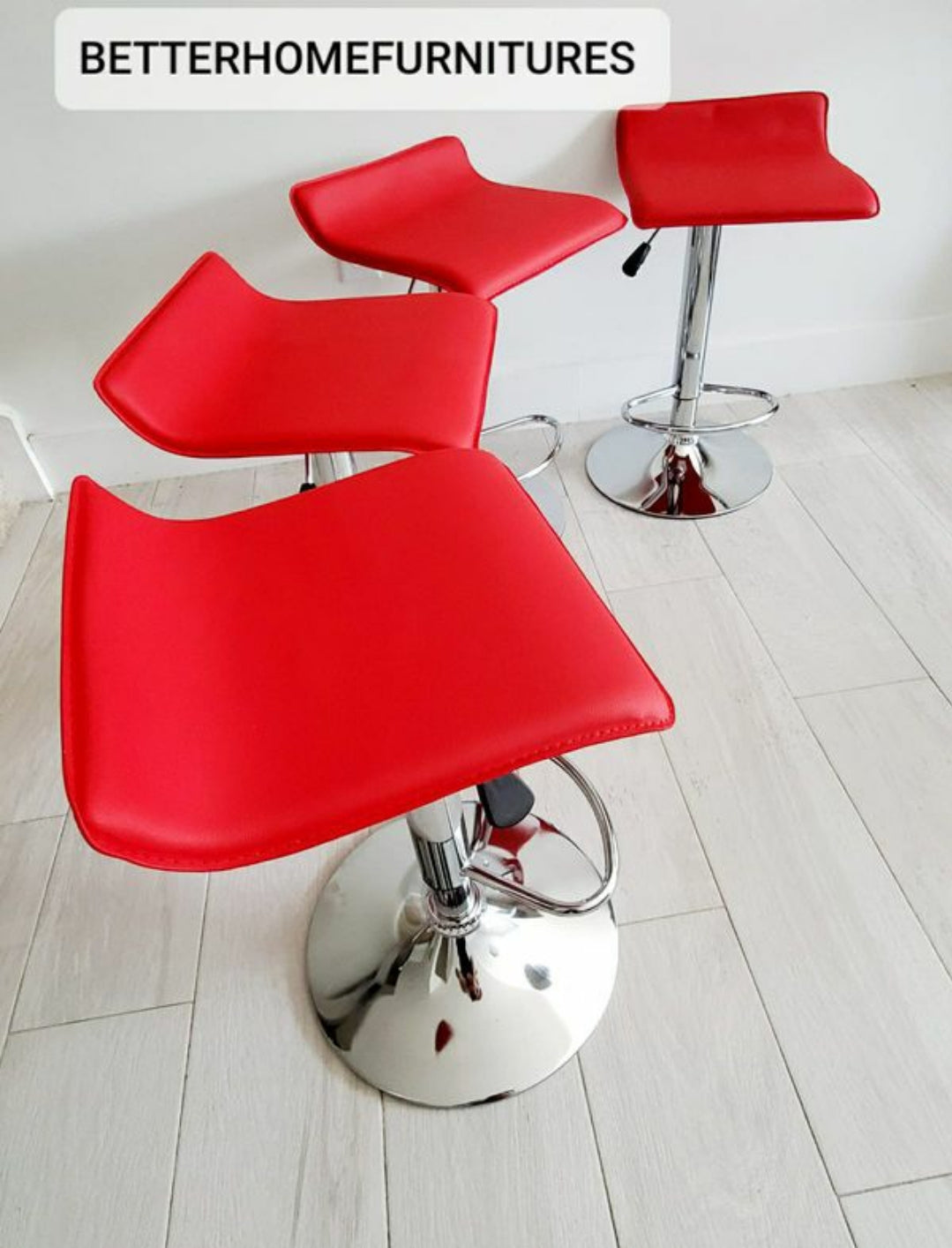 Red Modern Backless Barstools Set Of 2