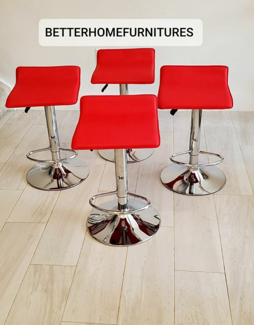 Red Modern Backless Barstools Set Of 2