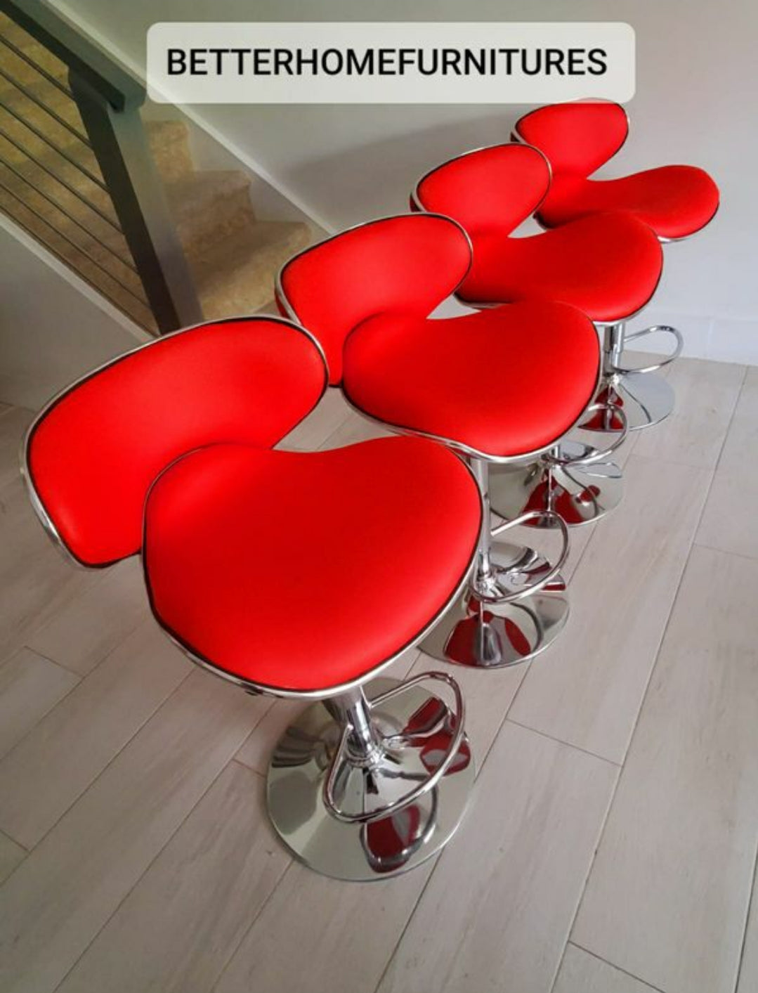 Modern Red Saddle Back Swivel Barstool (Set of 2)