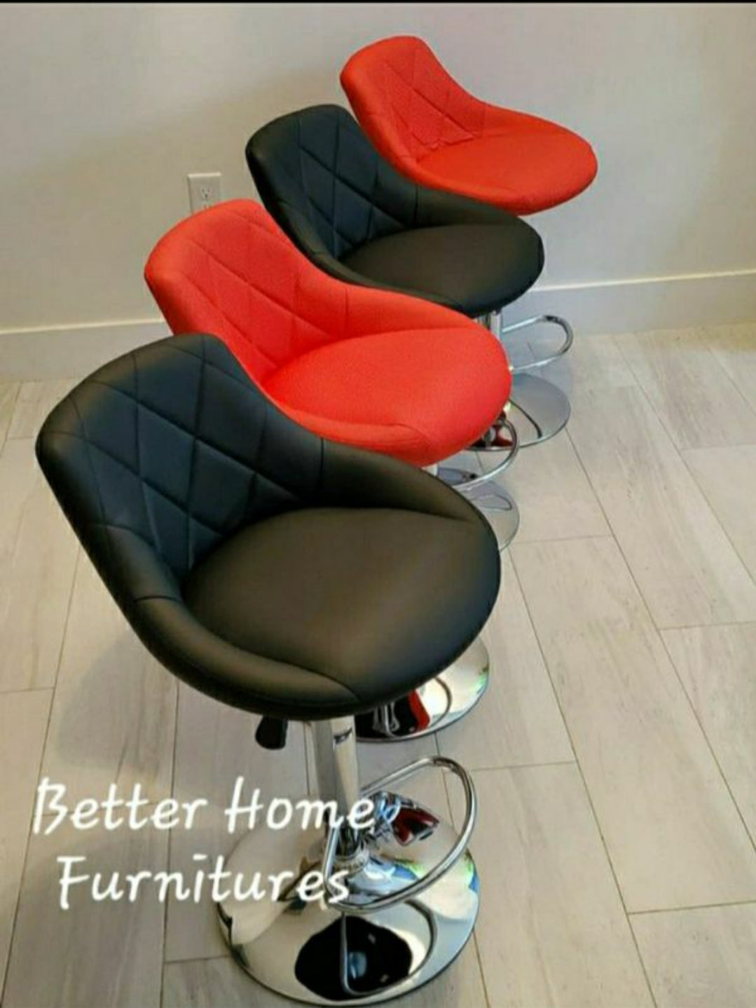 Black Diamond Pattern Set Of 2 Barstools