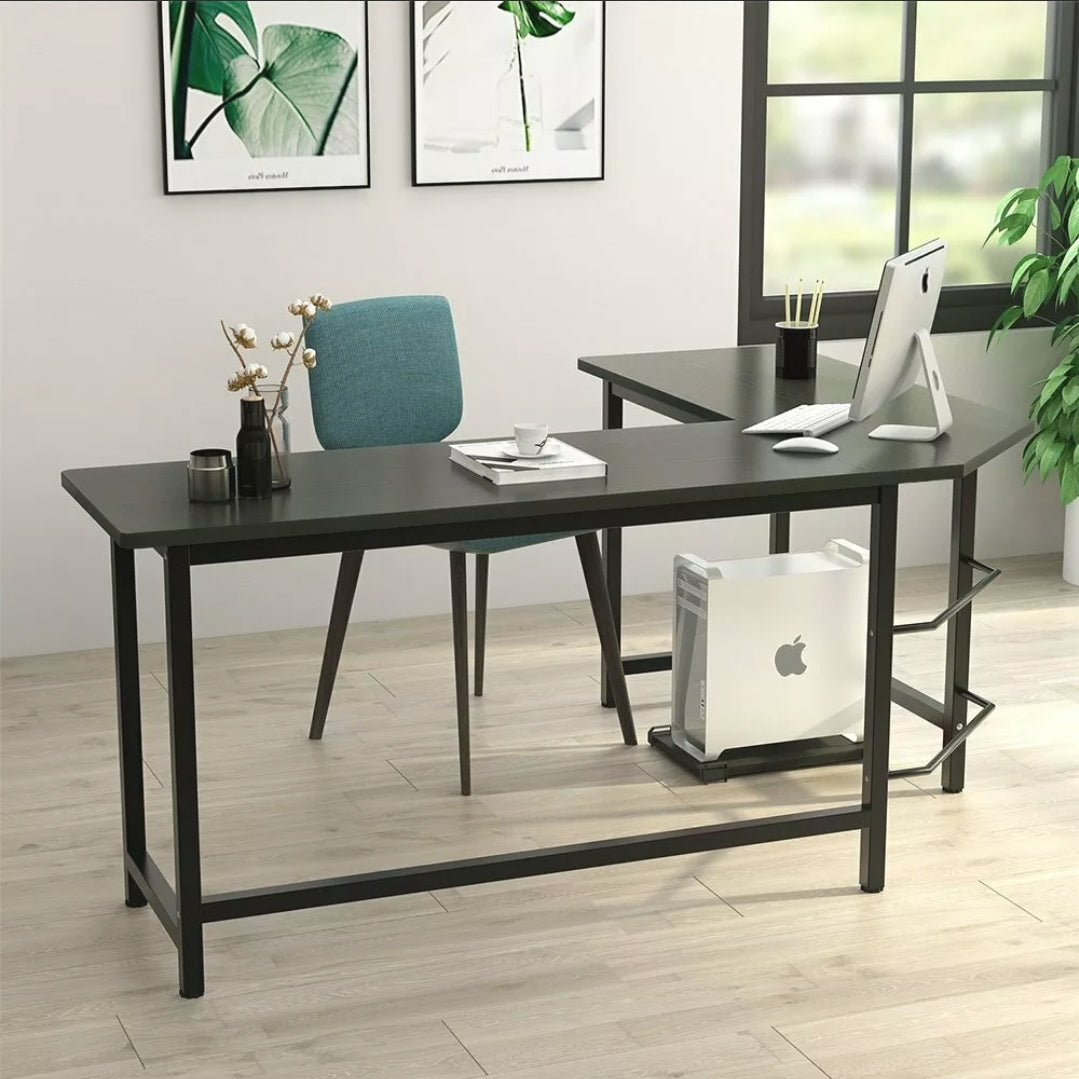L-shaped Corner Desk Gaming Computer Workstation Table w/ Cpu Stand Home Office