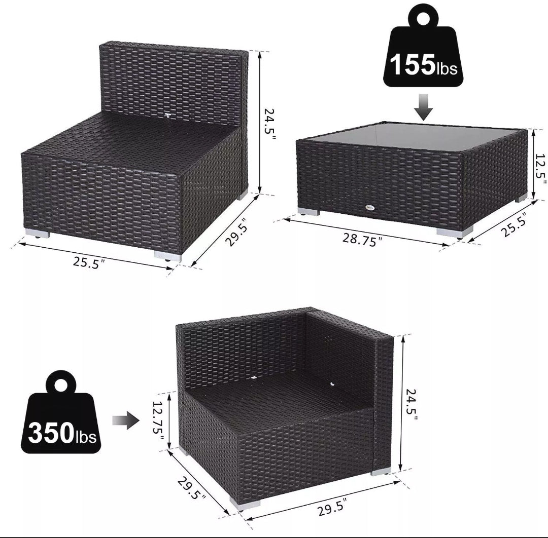 7-Piece Aqua Modern Outdoor Rattan Patio Chair Set for Backyards, BBQs,Decks,&Patios