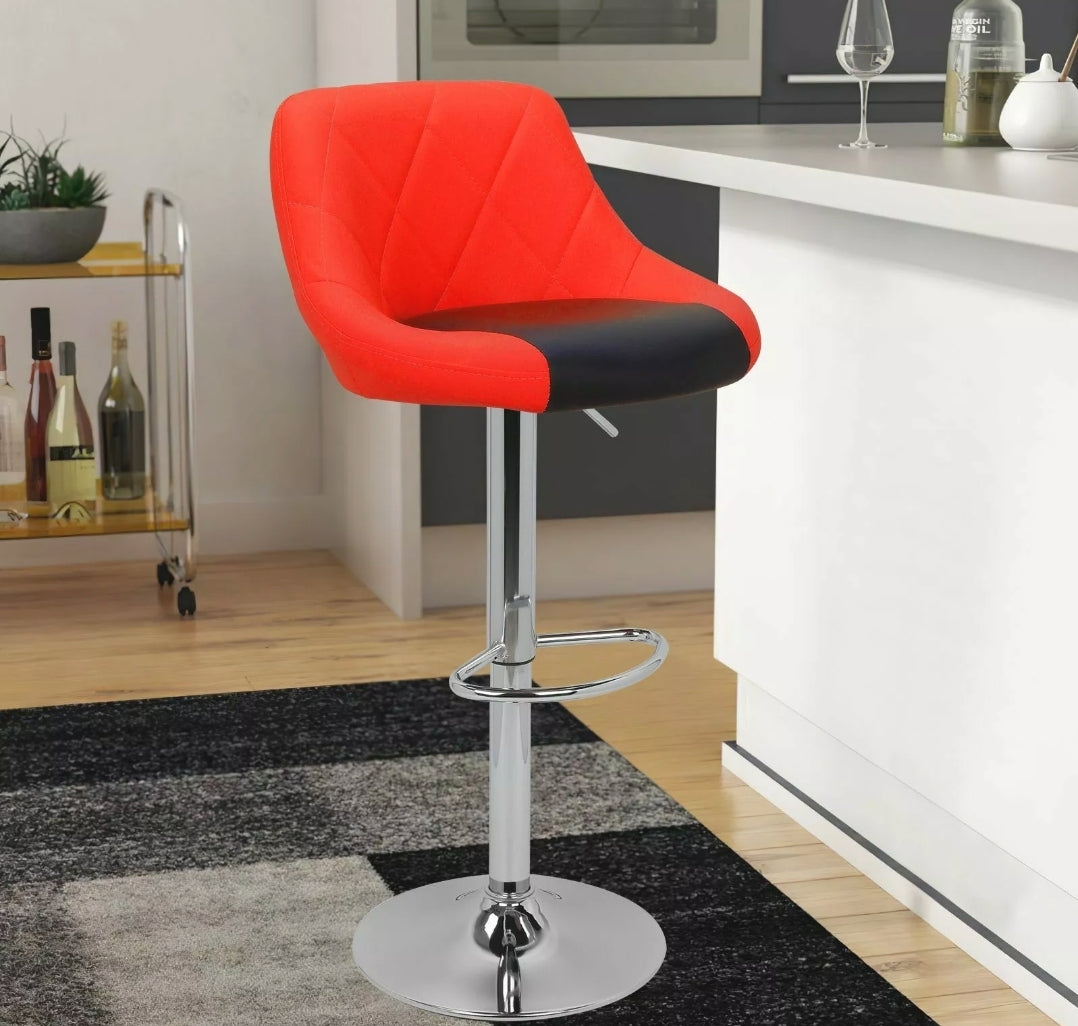 Modern Mixed Color Red & Black Bar Stool Chair Adjustable Home Counter Set of 2