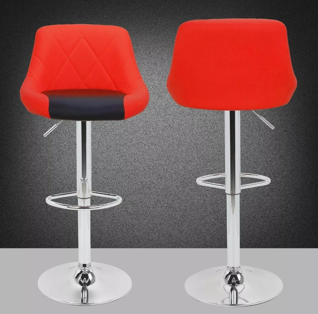 Modern Mixed Color Red & Black Bar Stool Chair Adjustable Home Counter Set of 2