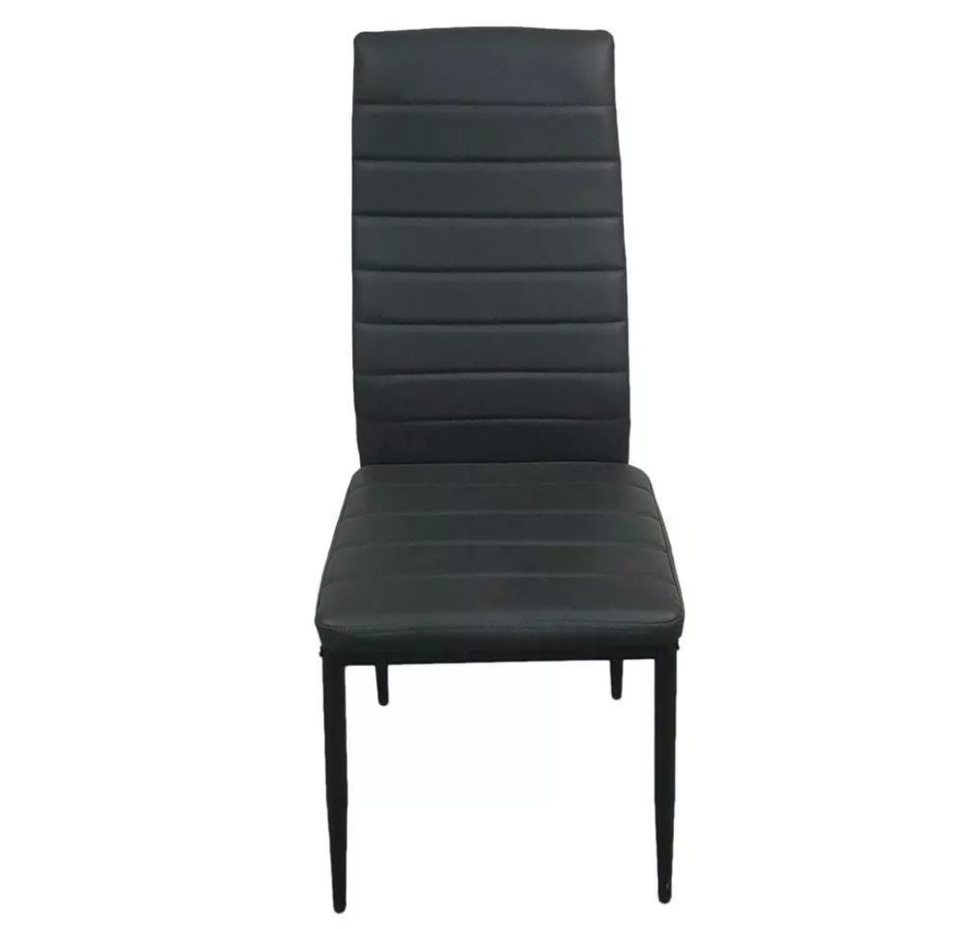 Set of 4 PU Leather Dining Side Chairs Elegant Design Home Furniture Black