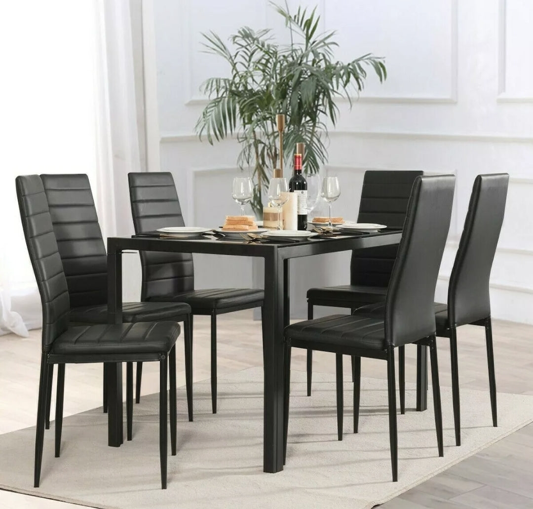 Set of 6 High Back Dining Chairs Kitchen Furniture Home Decor Ergonomic Modern