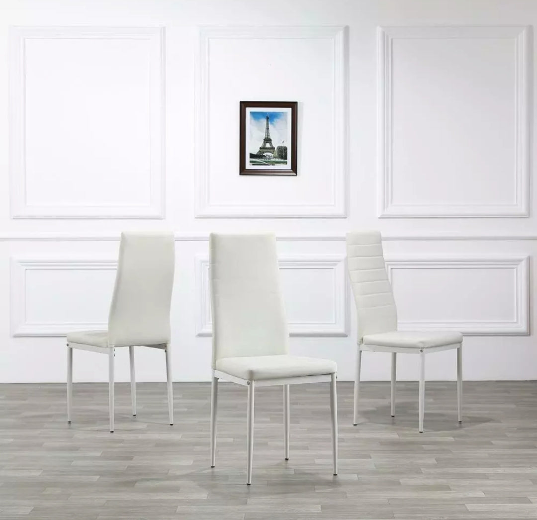 Modern Leather Tufted Back Elegant White Dining Chair Set of 6