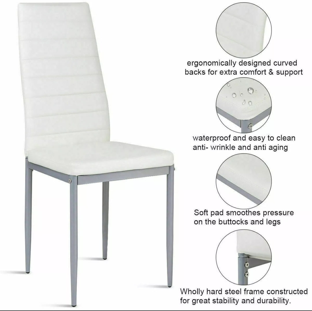 SET OF 4 PU Leather Dining Side Chair Modern Design Home Dining Furniture