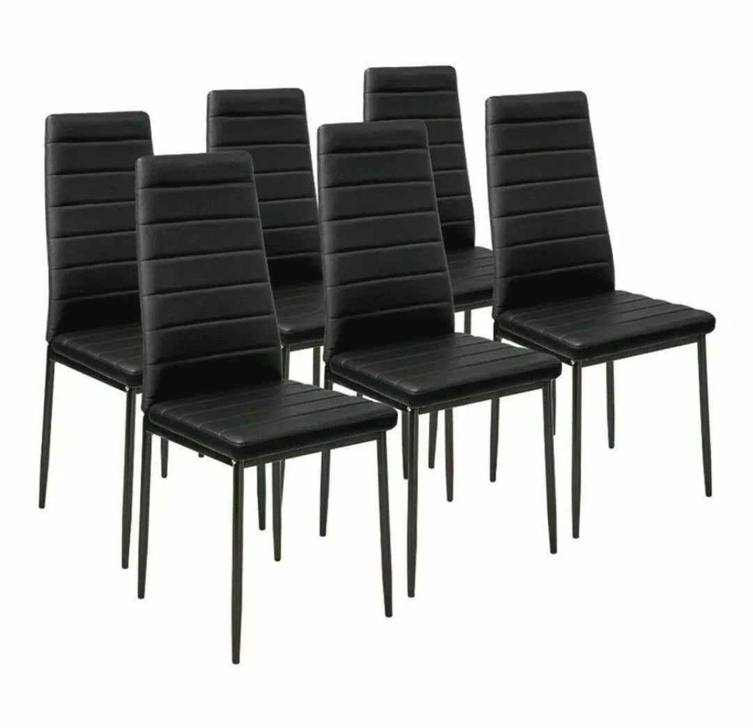 Set of 6 High Back Dining Chairs Kitchen Furniture Home Decor Ergonomic Modern