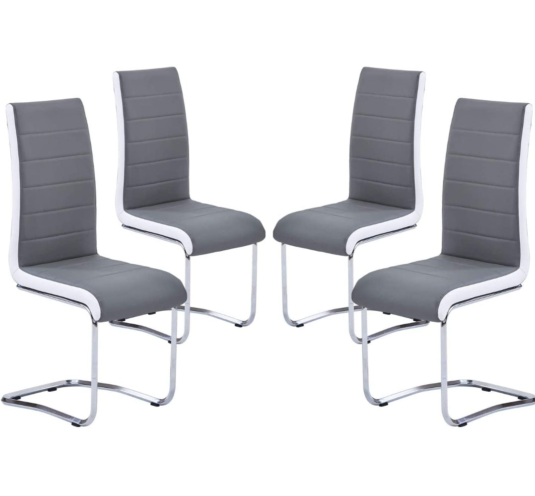 Set Of 4 Gray/White Dining Chairs