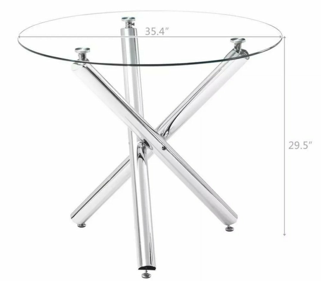 Modern 5pcs Round Table Set With Gray Chairs