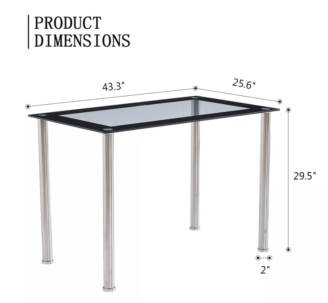 5pcs Dining Set With 4 Black Chairs / Black Edge Table