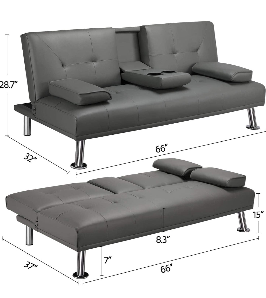 Gray Futon Sleeper Sofa Modern