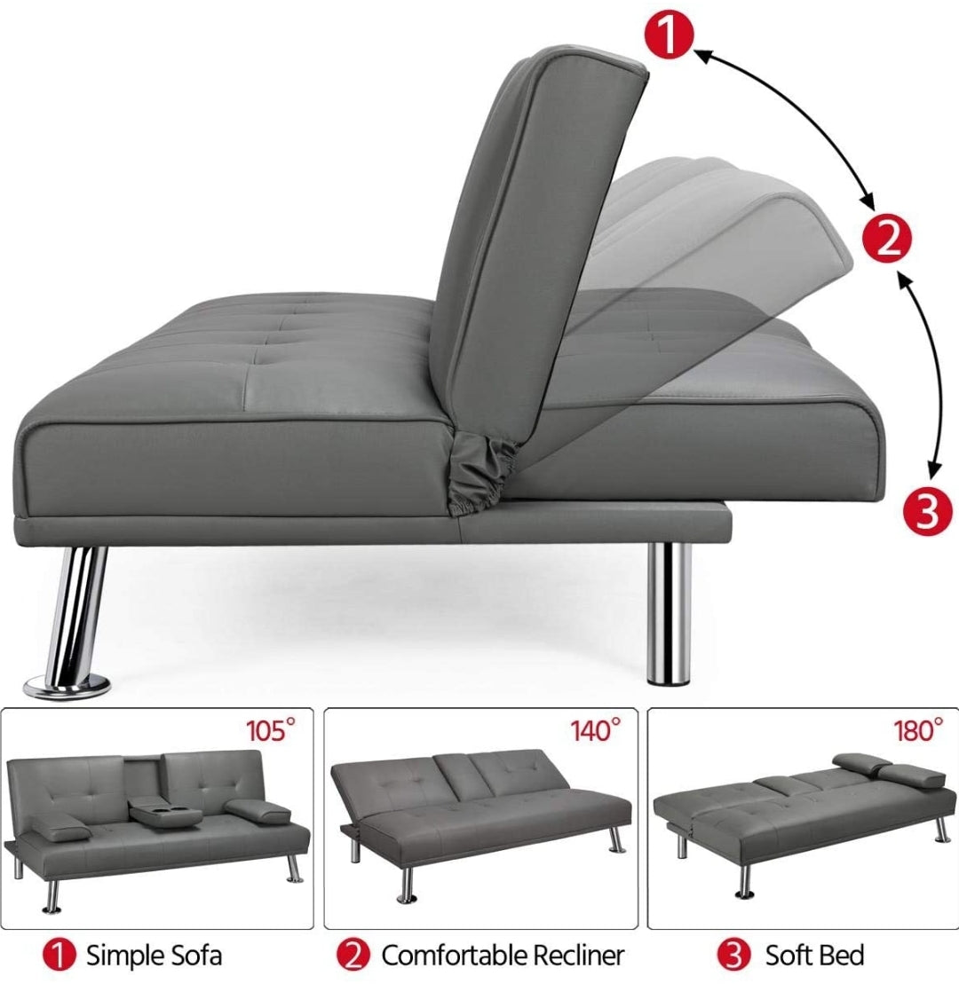 Gray Futon Sleeper Sofa Modern