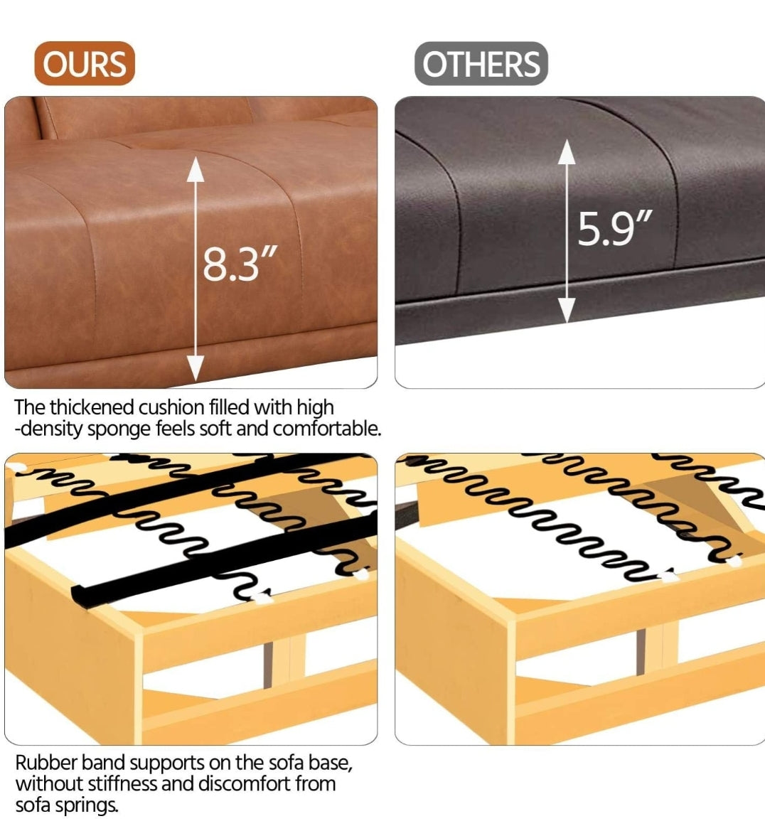Brown Futon Pu Leather Sofa Sleeper