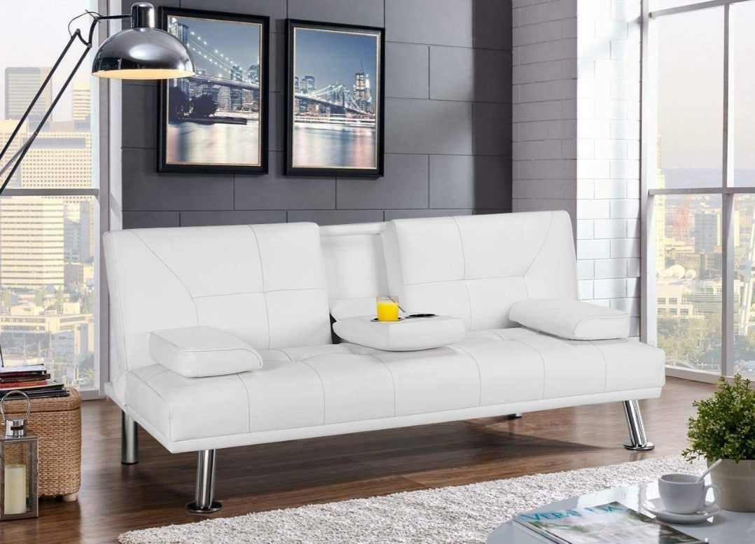 White Futon Sofa Bed Sleeper Sofa Modern