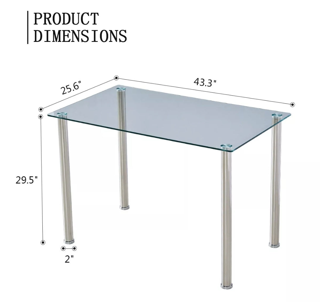 Dining Set Transparent Glass Table 4 Chairs Of Diamond Button Kitchen Furniture