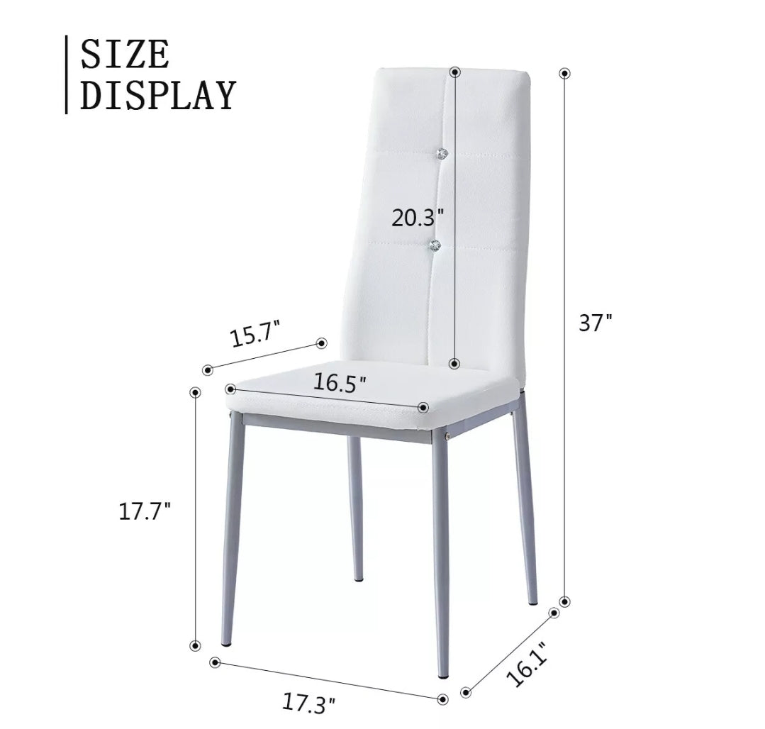 Dining Set Transparent Glass Table 4 Chairs Of Diamond Button Kitchen Furniture