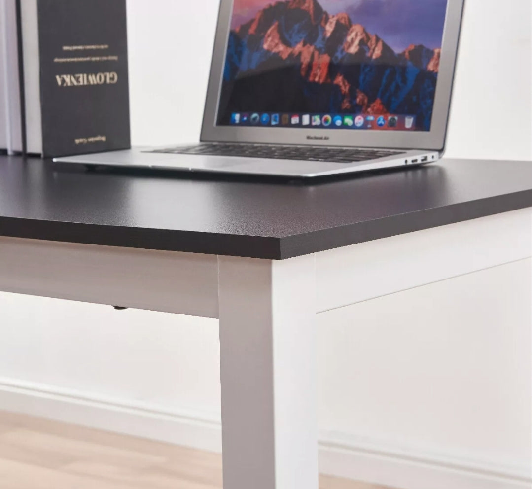 Simple Black Top White Legs Office Desk