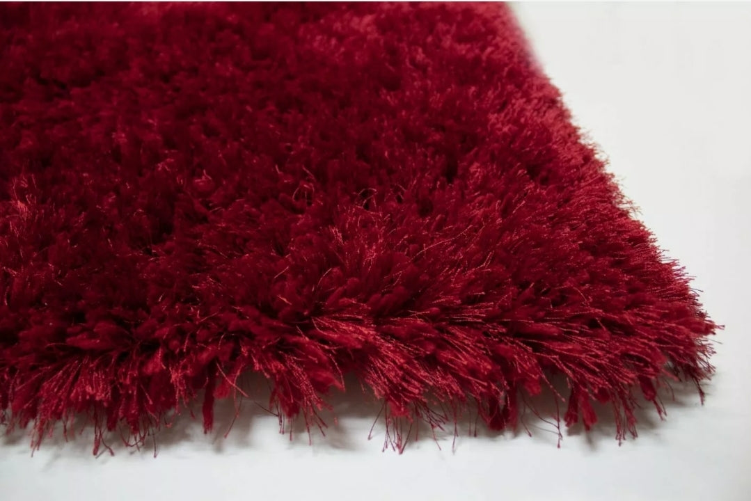 5'x7' Feet Red Wine Shag Rug Hand Tufted New Rug