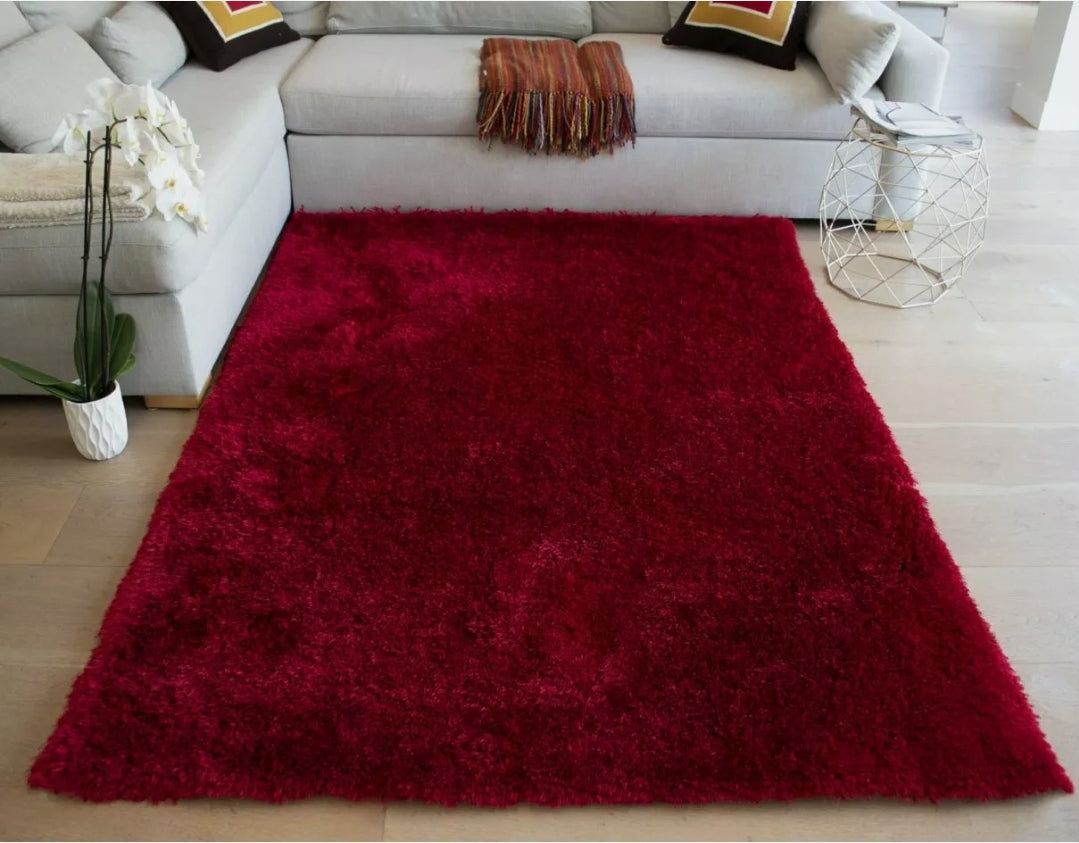 5'x7' Feet Red Wine Shag Rug Hand Tufted New Rug