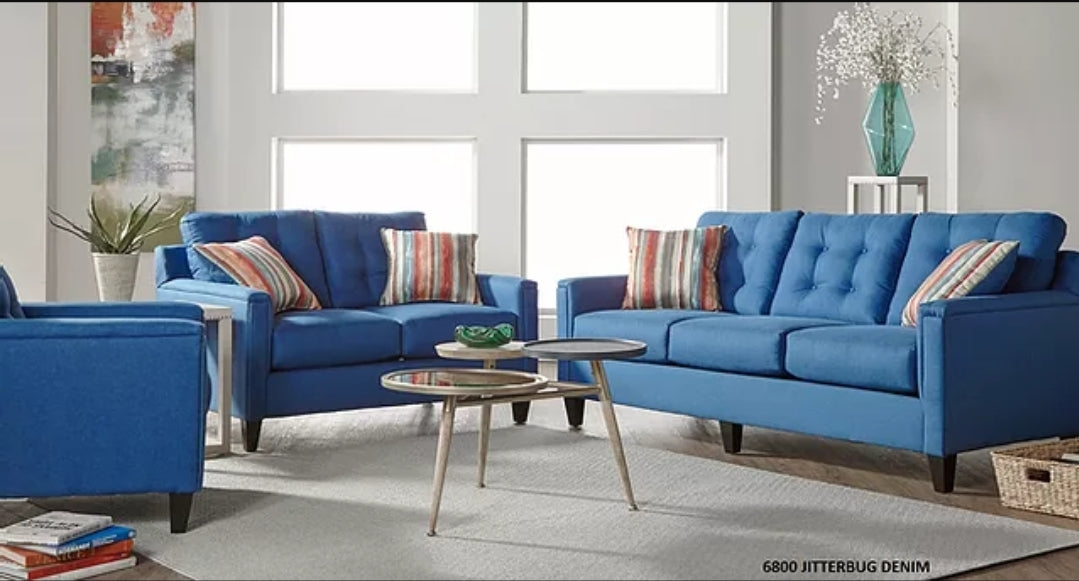 Jertterbug Denim Sofa And Loveseat