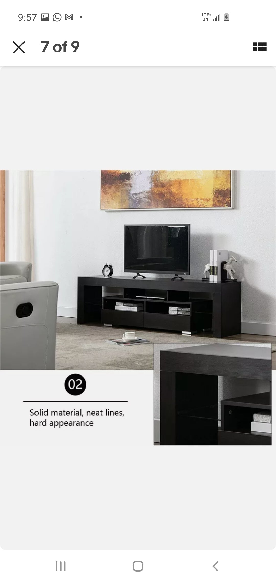 63" Brown TV Stand Fits TV Up To 75" Comes With LED Lights Glossy Brown