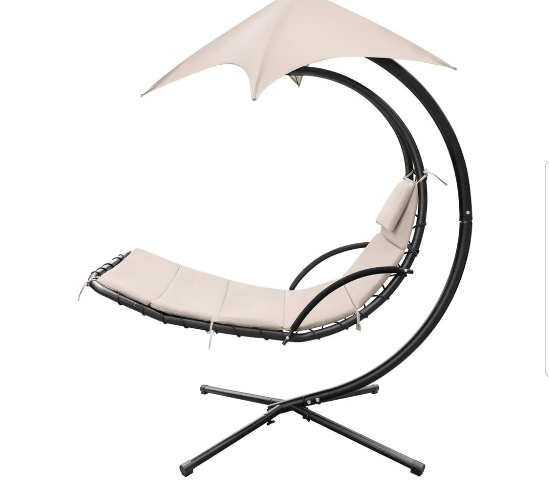 Outdoor Hanging Curved Steel Chaise Lounge Chair Swing