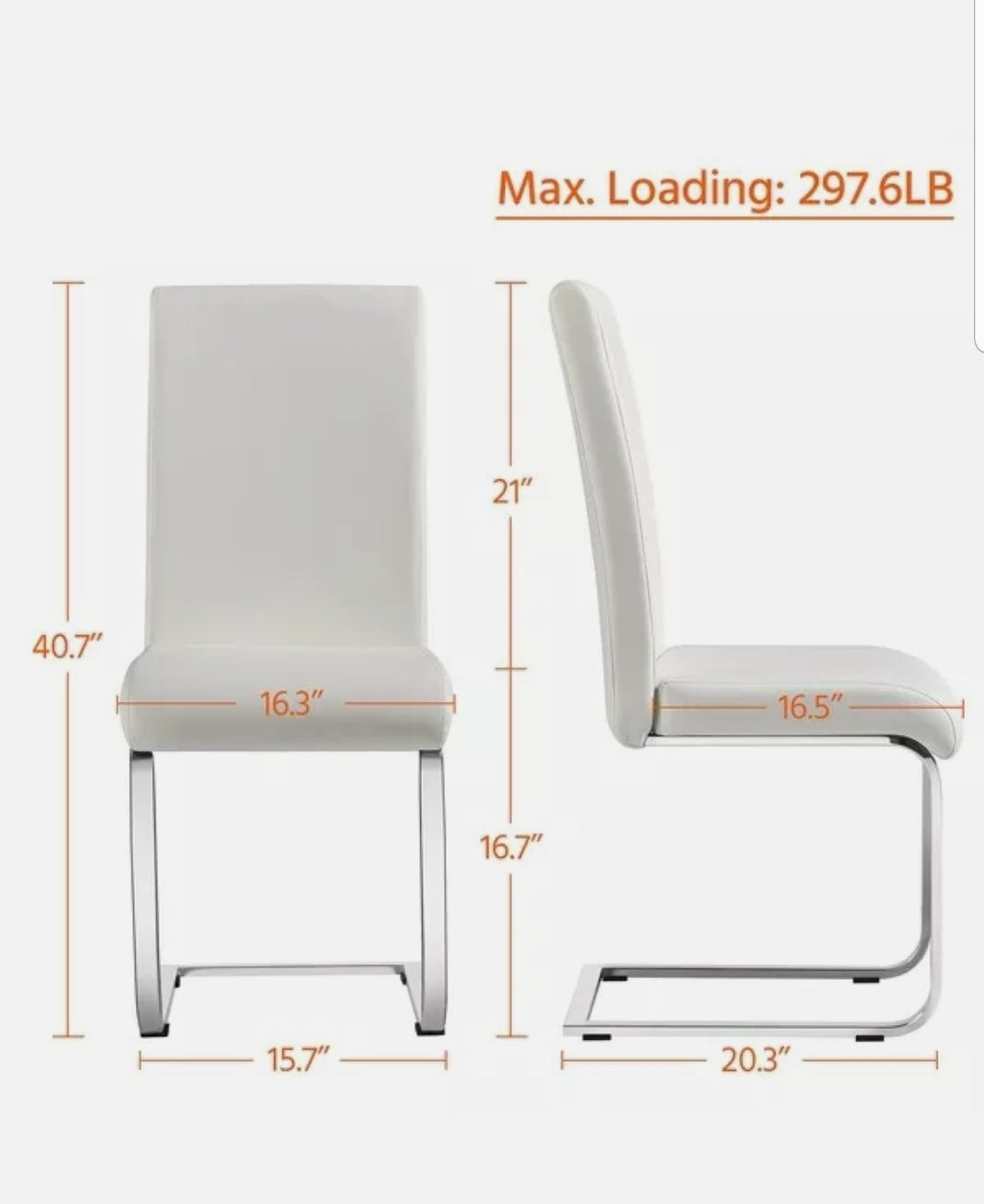 2PCS Dining Chair PU Leather Padded Dining Room Chairs