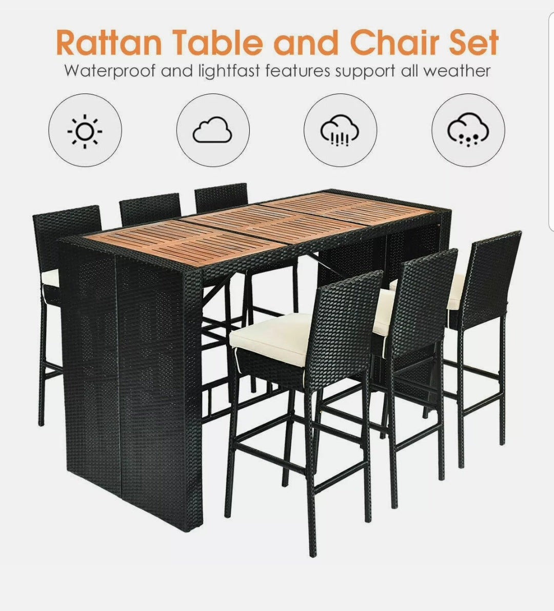 7pcs Patio Set High Top