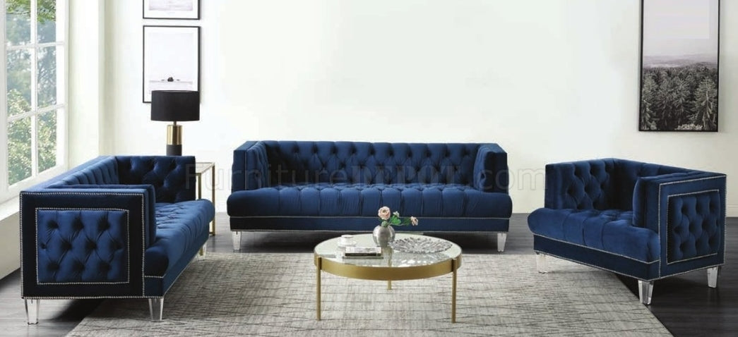Ansario Sofa 56455 in Blue Velvet