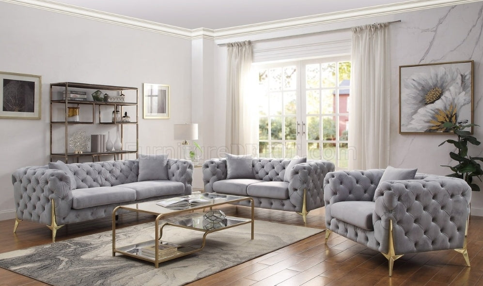 Jelanea Sofa 56115 in Gray Velvet