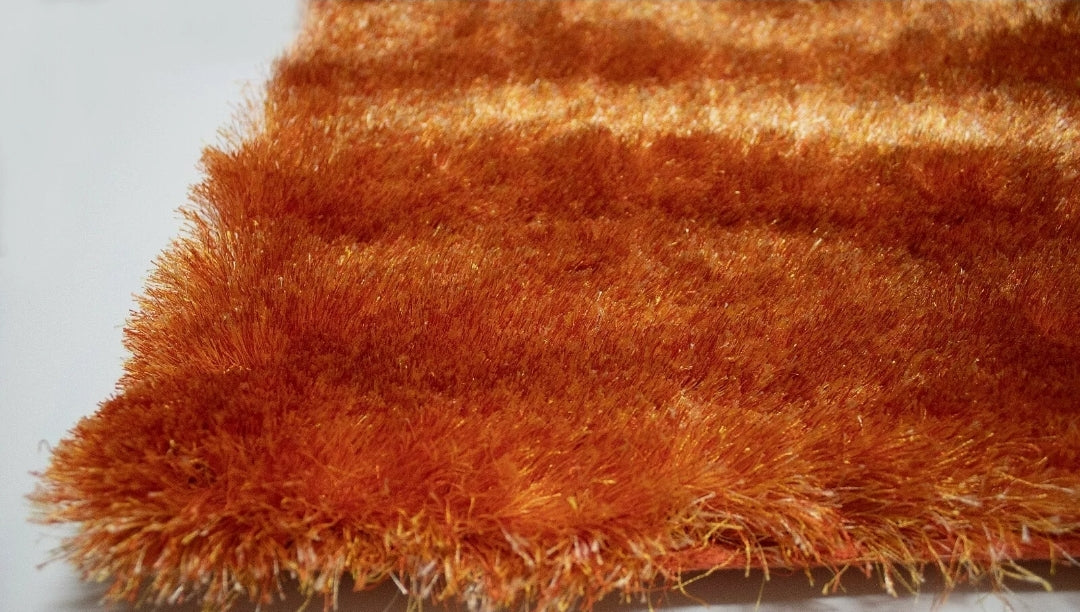 Orange Rust Color 5x7 Feet Solid Plush Shag Shaggy Furry Area Rug Carpet Rug