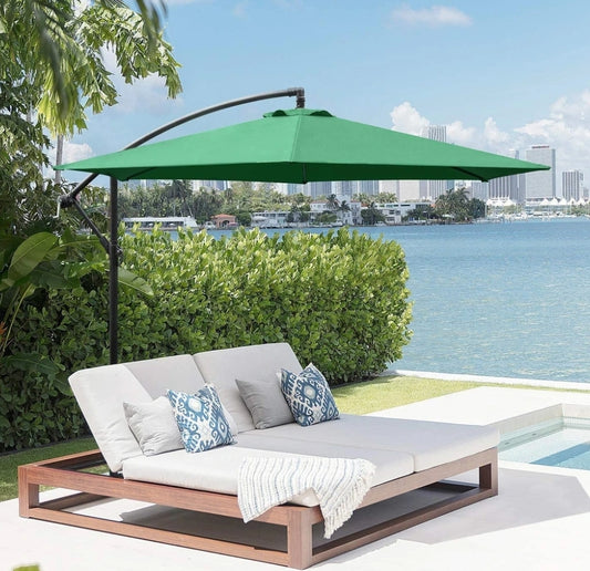 10-Foot Patio Offset Cantilever Umbrella Outdoor Market Hanging Umbrellas with Crank & Cross Base
Multi Colors Available